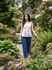 Blush Garden Pintuck Floral Sleeveless Top