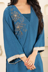 embroidered-v-neck-bell-sleeve-blue