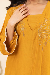 embroidered-v-neck-bell-sleeve-mustard
