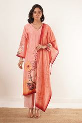 Handwork Pink Suit Set With Dupatta