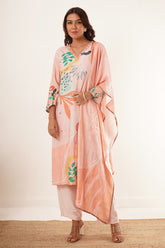 Handwork light pink kurta set with dupatta