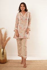 Floral Tunic With Striped Co-Ord Set