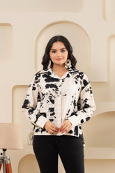 Women oversized abstract button down shirt