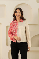 Two-Tone Over Size Women Shirt