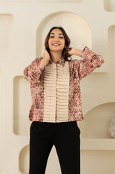 Brown Pleated Shirt Womens