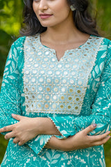 Teal Mirror Work Co-ord Set