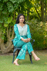 Teal Mirror Work Co-ord Set