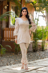 Banarasi Chanderi Set with Foil Print & Embroidery