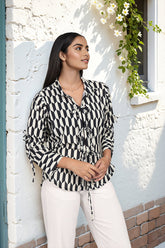 Geometric black printed shirt for women