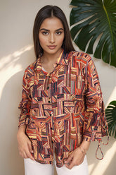 Abstract Geometric Multicolor oversized full sleeve shirt