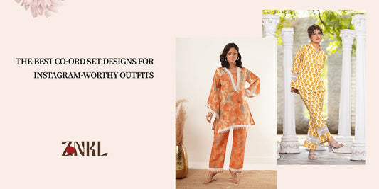 {Two stylish women in vibrant printed co-ord sets, posing elegantly in aesthetic backdrops. Perfect outfits for fashion-forward and Instagram-worthy styling.}