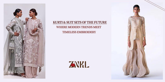 {"Elegant kurti and suit sets featuring intricate embroidery, modern silhouettes, and timeless designs, blending traditional and contemporary fashion trends.}-{znkl.in}
