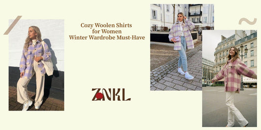 {Women styled in cozy plaid woolen shirts for winter, paired with jeans or trousers, perfect for chic outdoor looks.}-{znkl.in}