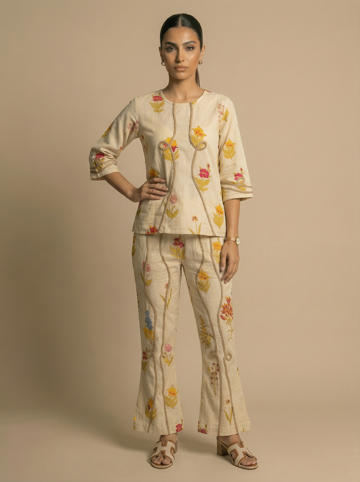 Pure Cotton Floral Print elegant Co-ord set for women