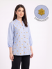 Sky Blue Mustard Bloom Embroidered Everyday Top