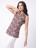 Midnight Garden Floral Sleeveless Button-Front Top
