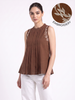 Cocoa Vine Embroidered Pleated Sleeveless Top
