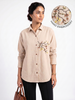 Beige Botanical Hand-Embroidered Shirt Top
