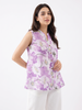 Lavender Haze Floral Sleeveless Button-Front Top