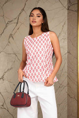 White Crochet Top Sleeveless Motif Design