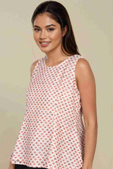 White Crochet Round Neck Sleeveless Summer Top