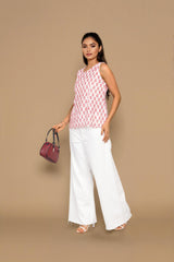 White Crochet Top Sleeveless Motif Design