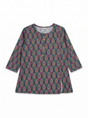 Deep Green Paisley Print Relaxed Tunic Top
