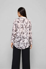 Off-White Satin Paisley Print Shirt for Women Perfect for Everyday Style