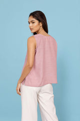 Pink Sleeveless Top Allover Floral Print
