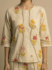 Pure Cotton Floral Print elegant Co-ord set for women