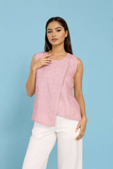 Pink Sleeveless Top Allover Floral Print