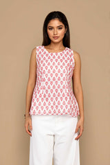 White Crochet Top Sleeveless Motif Design