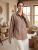 Brown Classic Grid Relaxed Shirt Top