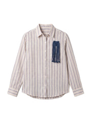 Off White Multi Stripe Collared Full Sleeve Shirt