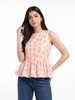 Blush Peach Polka Peplum Sleeveless Top