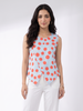 Sky Blue Coral Dot Asymmetric Sleeveless Top