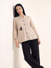 Whisker Pocket Beige Mandarin Collar Top