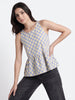 Pastel Check Peplum Sleeveless Top