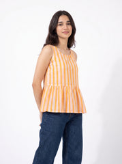 Sunset Stripe Peplum Sleeveless Top