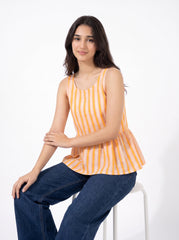 Sunset Stripe Peplum Sleeveless Top