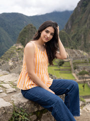Sunset Stripe Peplum Sleeveless Top