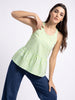 Mint Lime Stripe Peplum Sleeveless Top