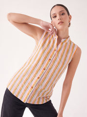 Summer Ripple Button-Down Top