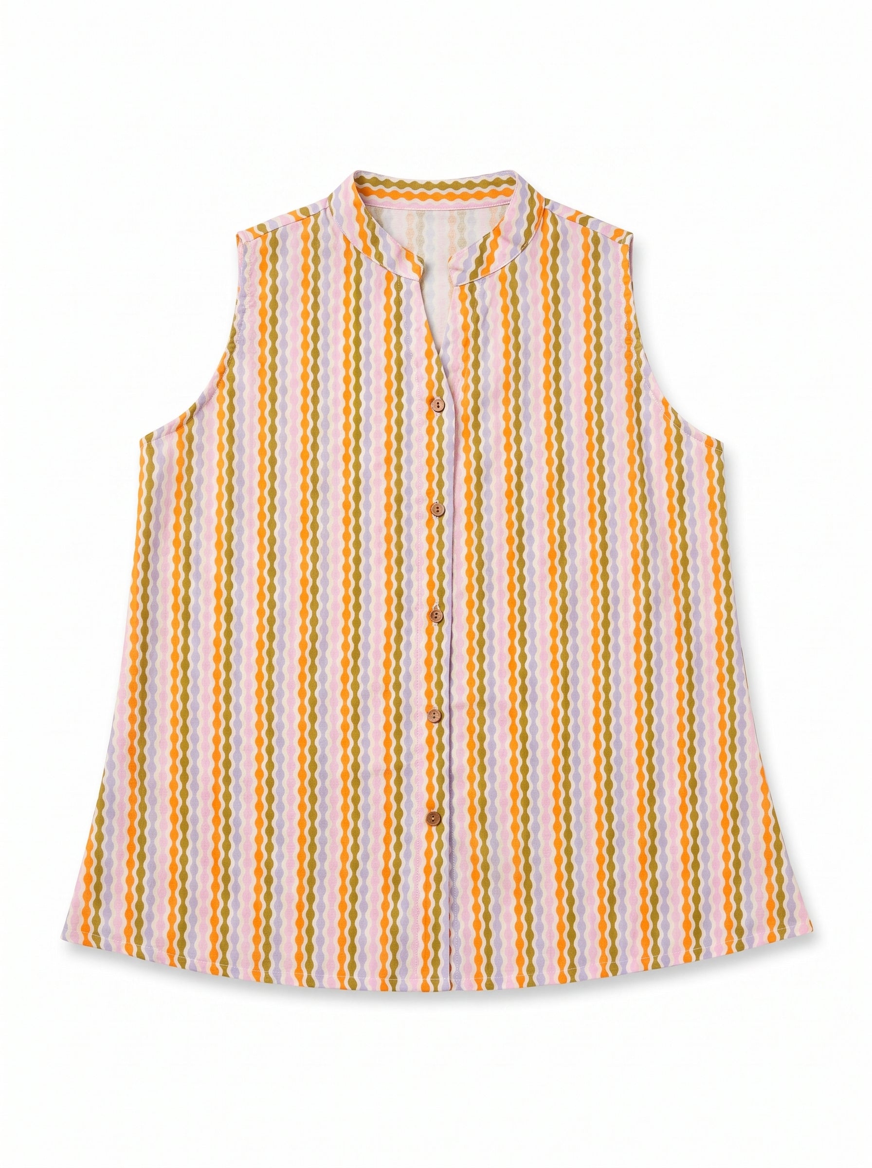 Summer Ripple Button-Down Top