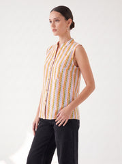 Summer Ripple Button-Down Top