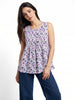 Lavender Botanical Pleated Sleeveless Top