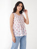 White Mini Bloom Pintuck Sleeveless Top