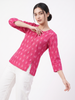 Pink Geometric Print Button Top