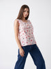 Light Pink Floral Button-Front Sleeveless Top