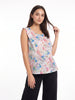 Watercolor Floral Button-Front Sleeveless Top